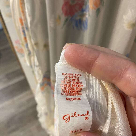 Vintage Gilead Floral Lace Nylon Robe Medium 70s Peignoir Cottagecore Nightgown - Picture 4 of 11